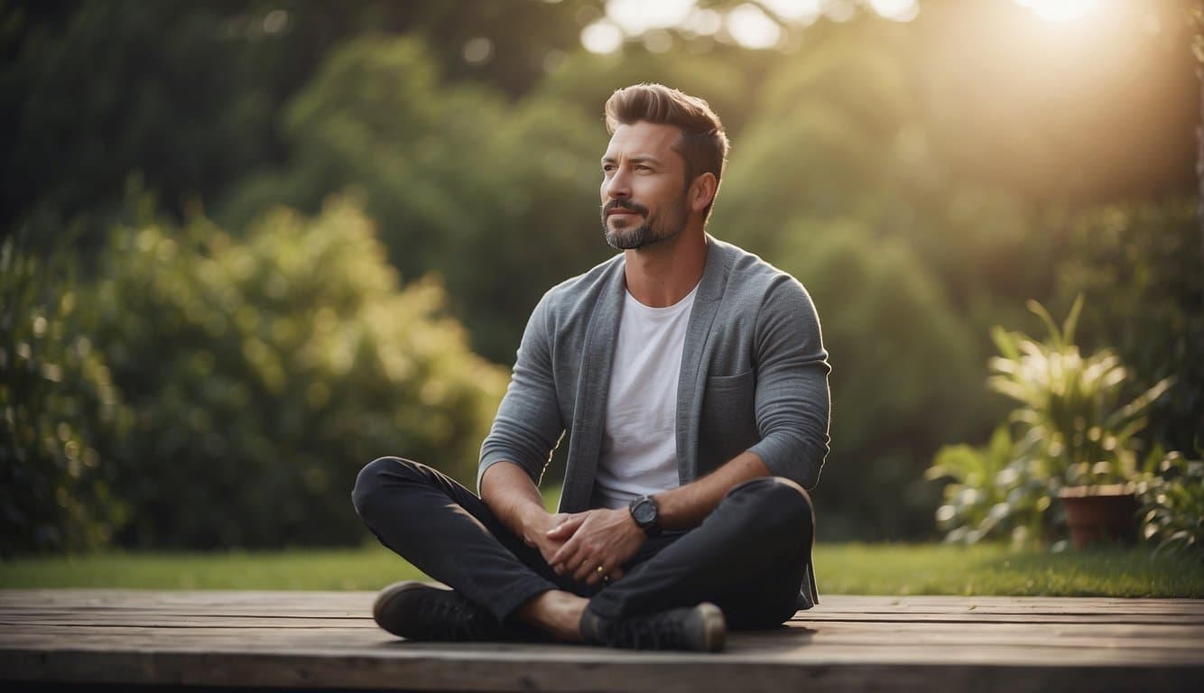 A person feeling calm and relaxed after taking niacin, with a serene expression and a sense of inner peace