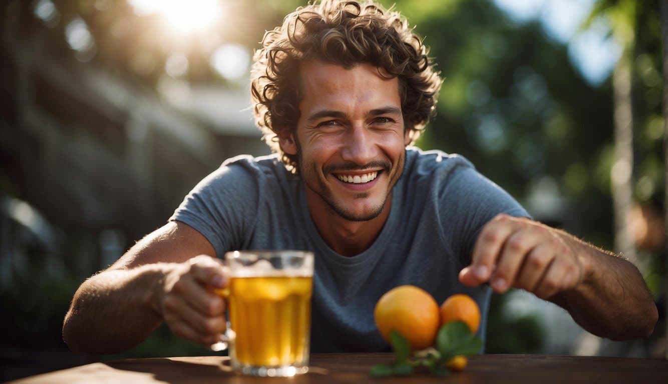 Eine Person, die sich nach dem Konsum von Guarana energiegeladen und konzentriert fühlt und einen klaren und wachen Geist hat 