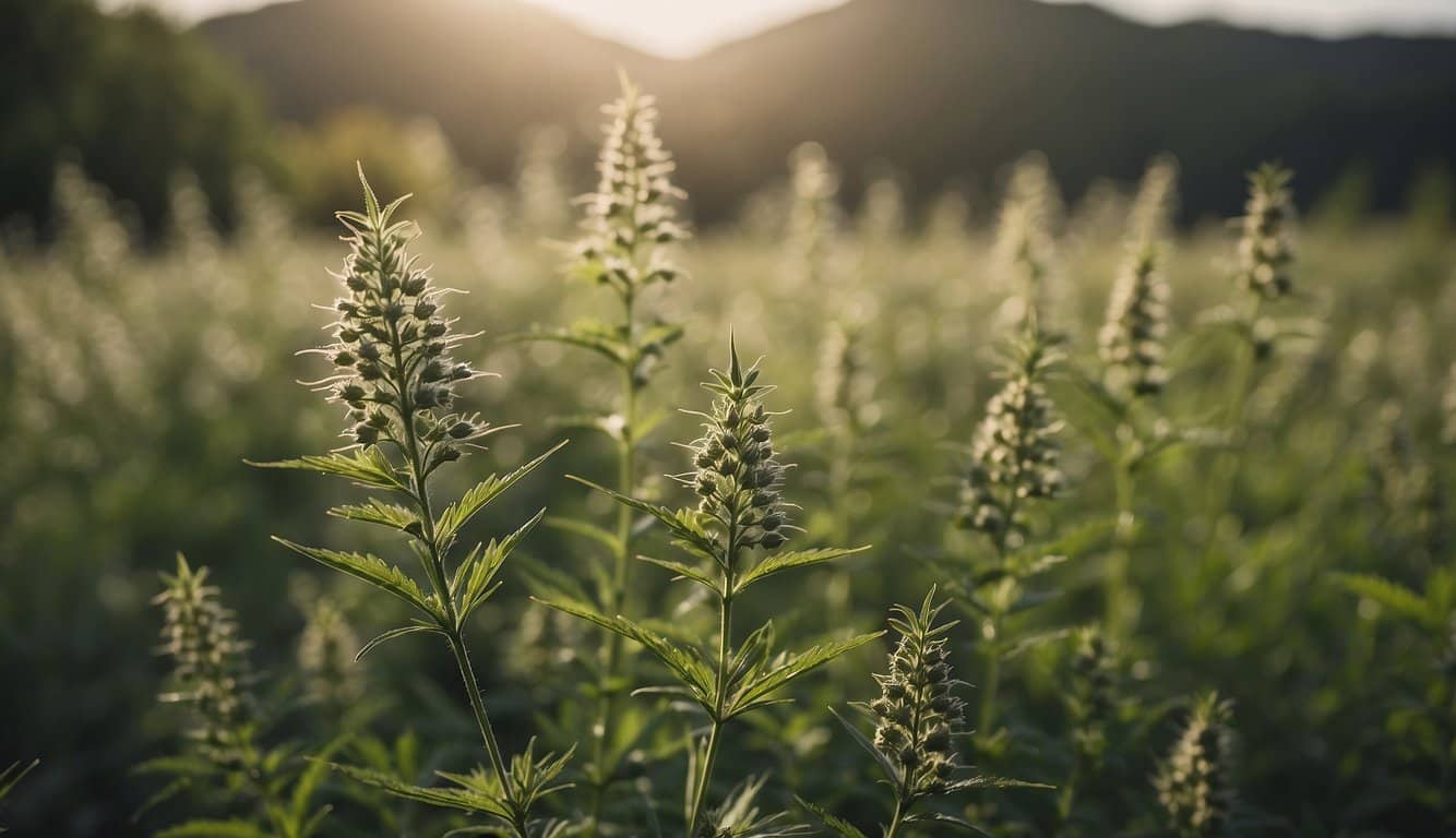 Ein stilles Beifußfeld mit seinen heilenden Eigenschaften, umgeben von einer ruhigen und friedlichen Atmosphäre 