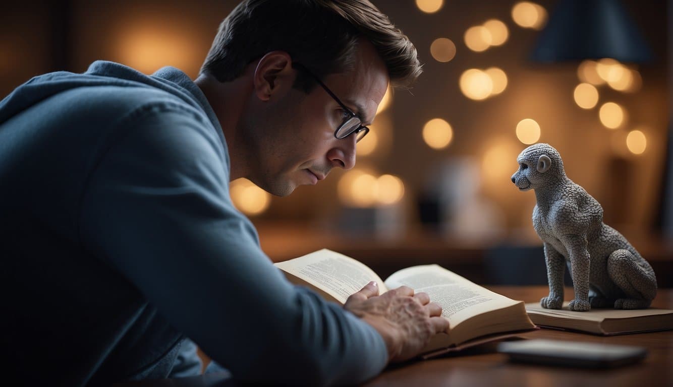 Eine Person, die Psychologie und Lebensstil studiert, mit einer Thymusdrüse und Psyche im Hintergrund 