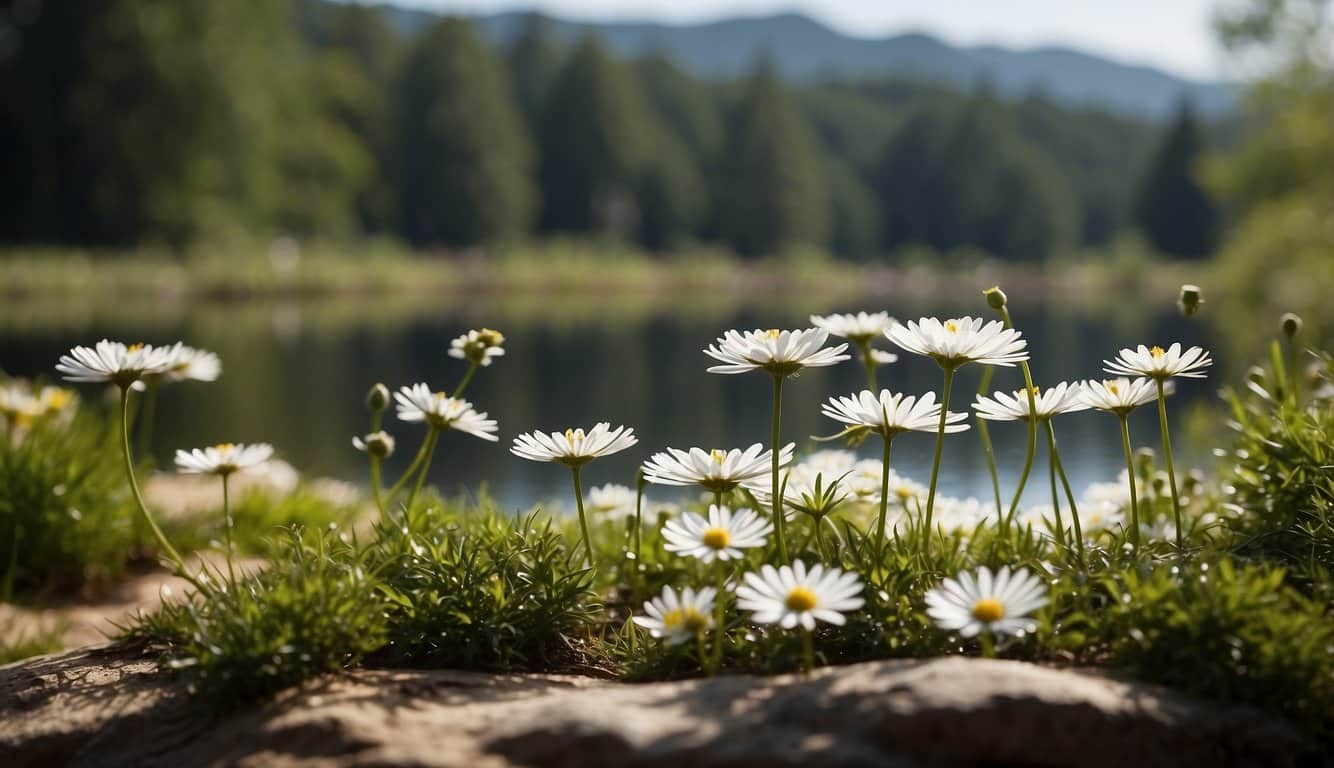 Eine heitere, ruhige Umgebung mit beruhigenden Farben und weichen, sanften Linien, die die Auswirkungen von GABA auf die Psyche darstellen 